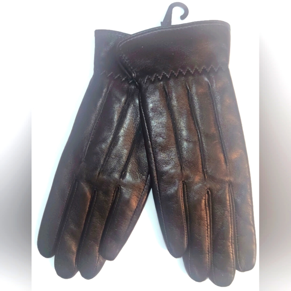 WOMEN'S THINSULATE LEATHER BLACK GLOVES, MEDIUM